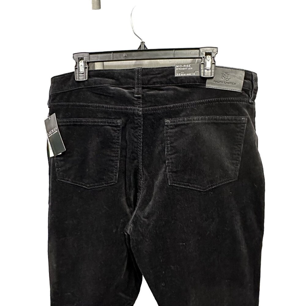Lauren Ralph Lauren Womens 14 Black Corduroy Pants Stretch Mid Rise Straight Leg - Picture 3 of 9